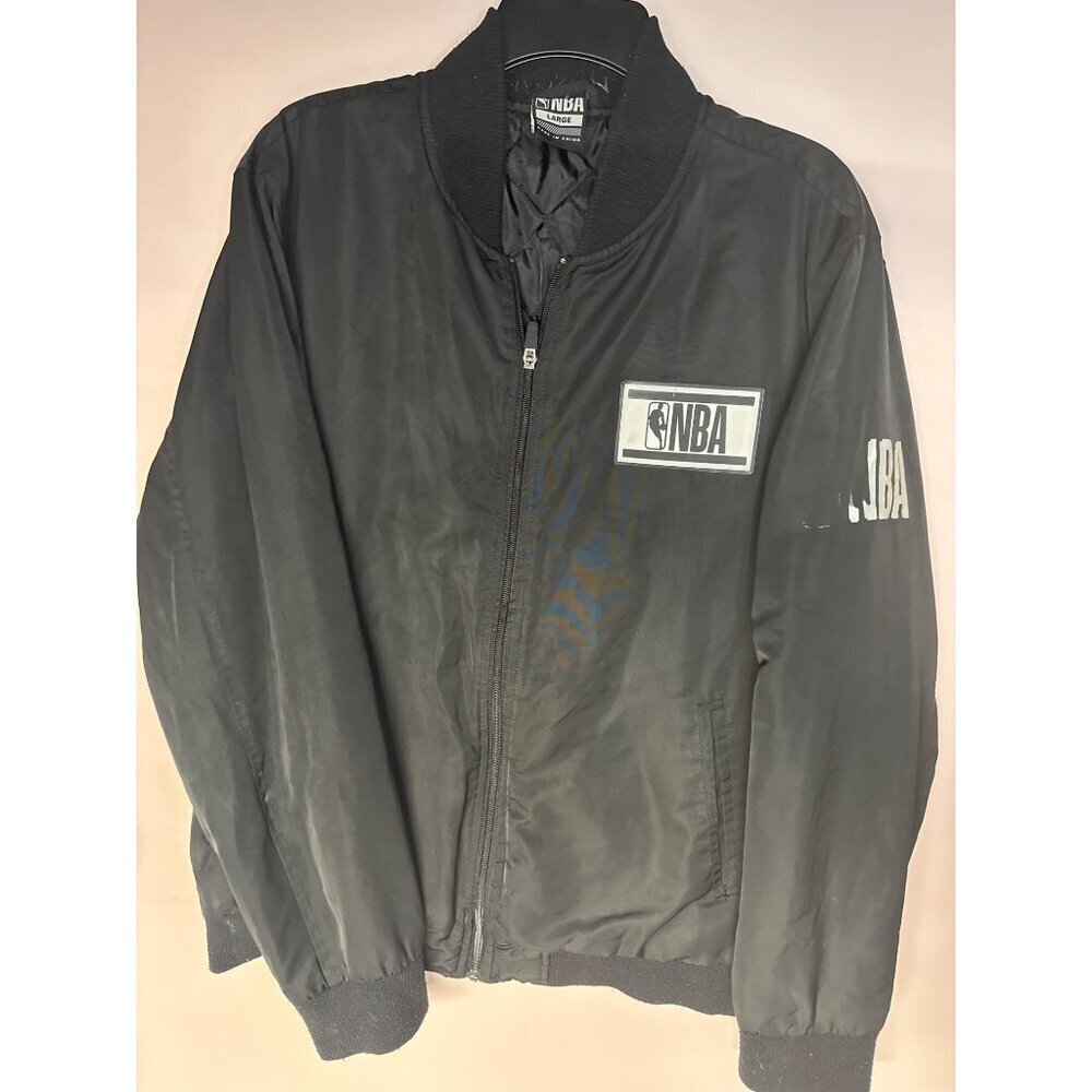 NBA Men’s Black Jacket Size L Streetwear Zip Up Basketball Logo Casual y2k retro